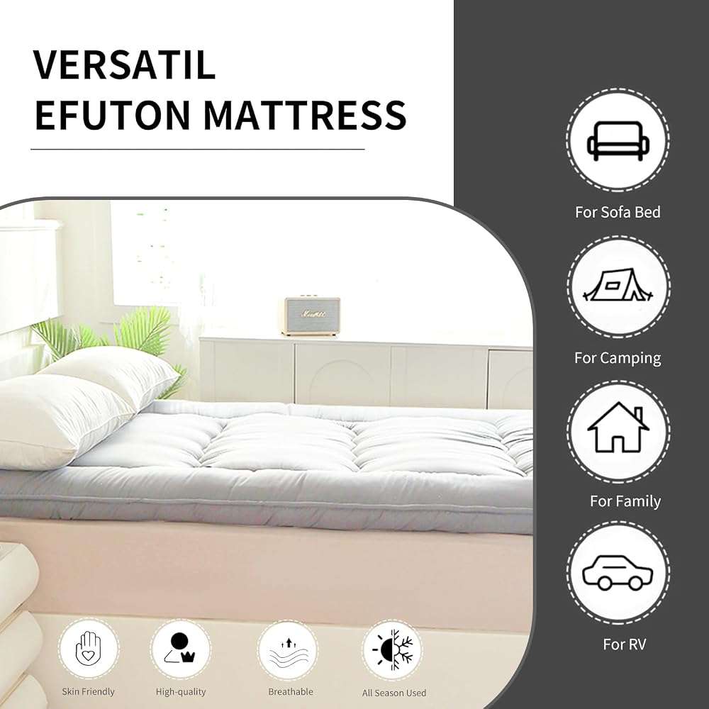 FISHDRU Futon Mattress, Japanese Floor Mattress,Japanese Floor Bed,Tatami Foldable Bed,Roll Up Sleeping Pad for Adults Guest Room Bedroom (Lgrey, Twin) - Image 9