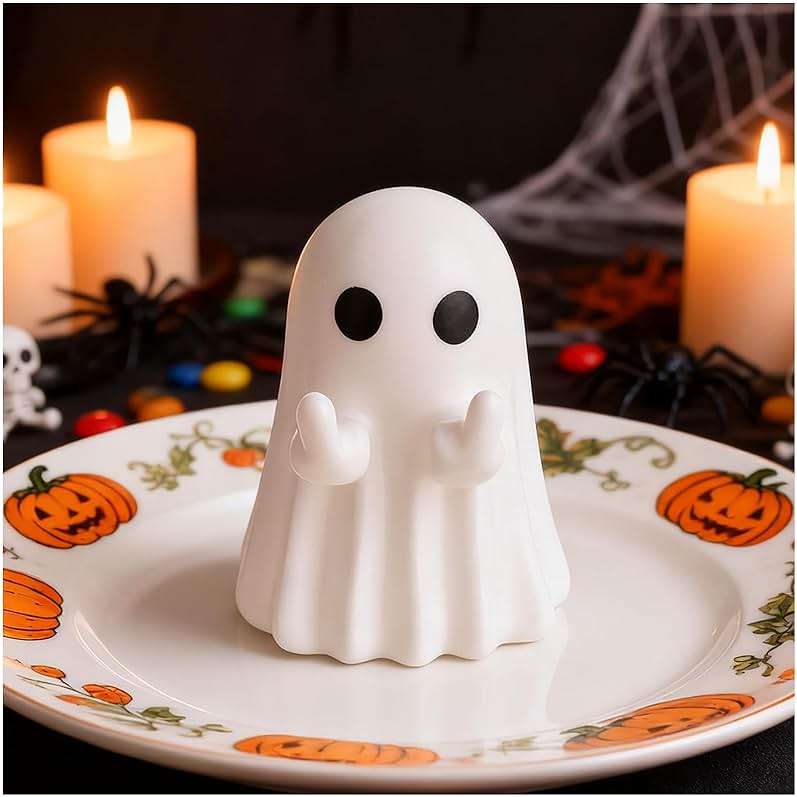 Halloween Ghost Figurine, Cute Finger Ghost Resin Statue, Halloween Decorations Indoor, Spooky Farmhouse Tiered Tray Decor for Indoor, Porch, Shelf - Image 7