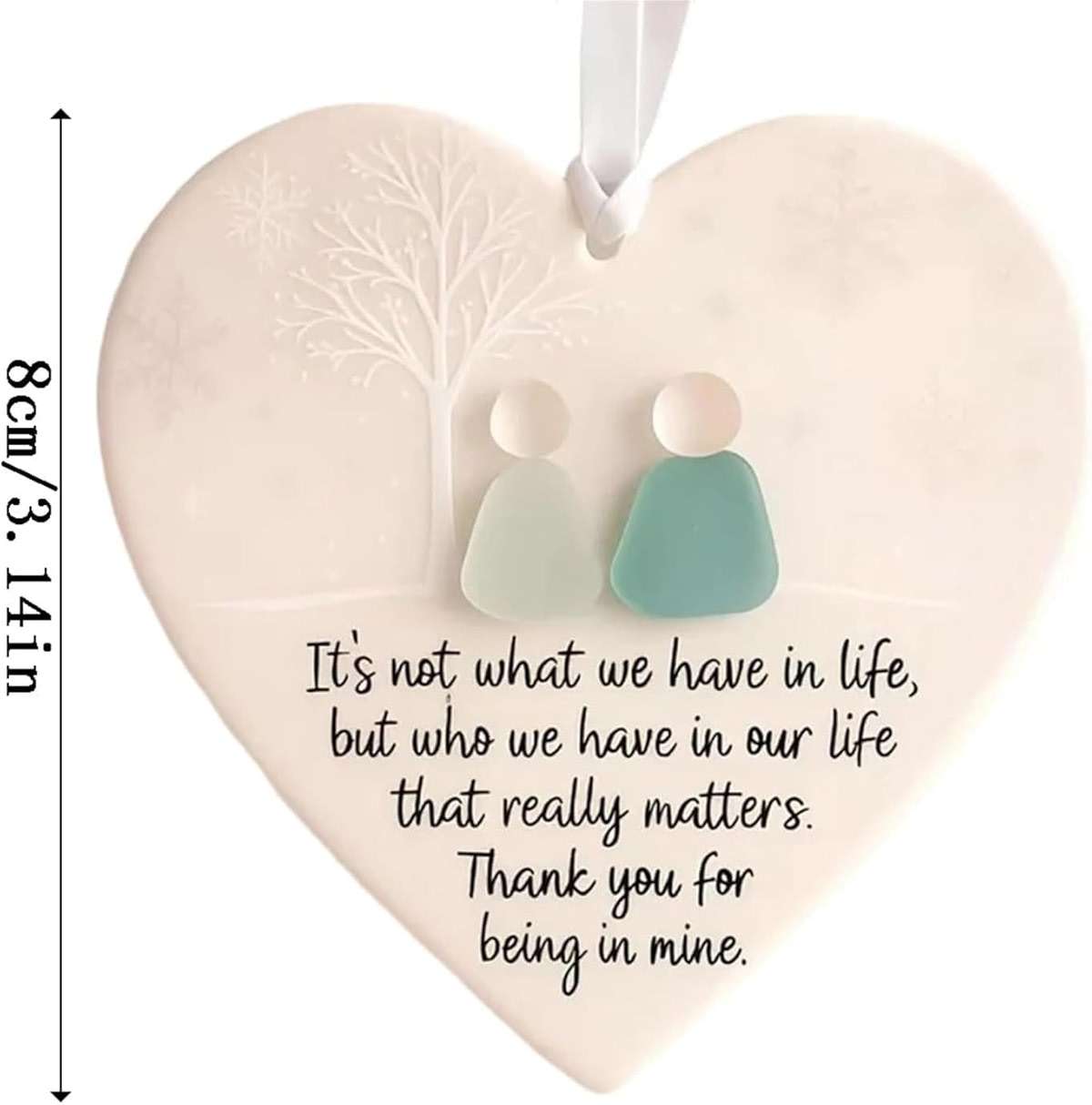 Heart-Shaped Sea Glass Friendship Decor, Sea Glass Art for Best Friends, Friendship Heart Ornament for Christmas Tree Hanging Ornaments (A + B) - Image 3