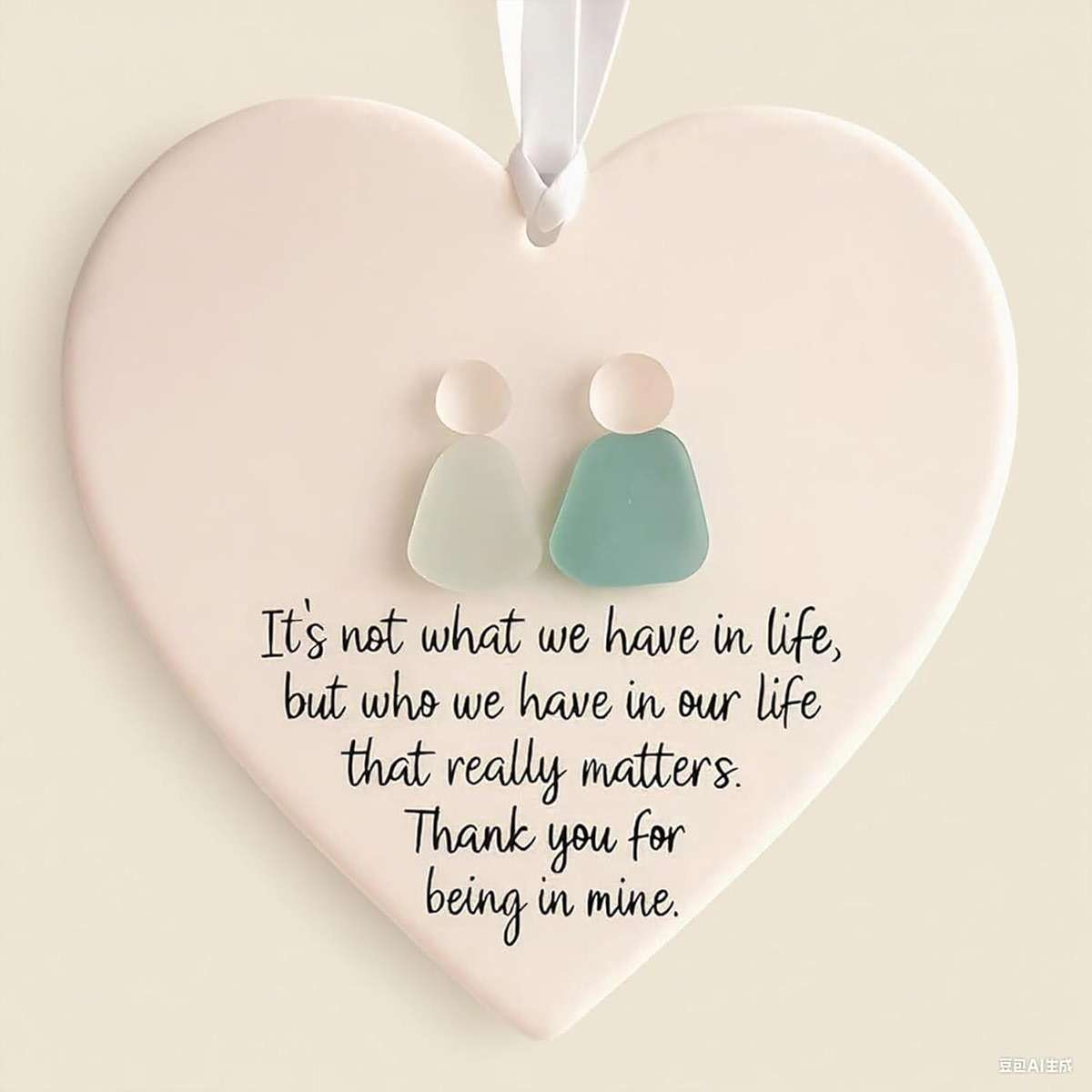 Heart-Shaped Sea Glass Friendship Decor, Sea Glass Art for Best Friends, Friendship Heart Ornament for Christmas Tree Hanging Ornaments (A + B) - Image 5