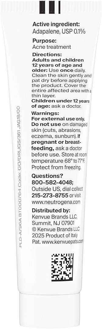 Neutrogena Evenly Clear Retinoid Adapalene Gel 0.1% Acne Spot Treatment, Once-Daily Topical Retinoid Helps Clear Breakouts & Visible Improvement in the Appearance of Post-Acne Mark, 0.5 oz - Image 9
