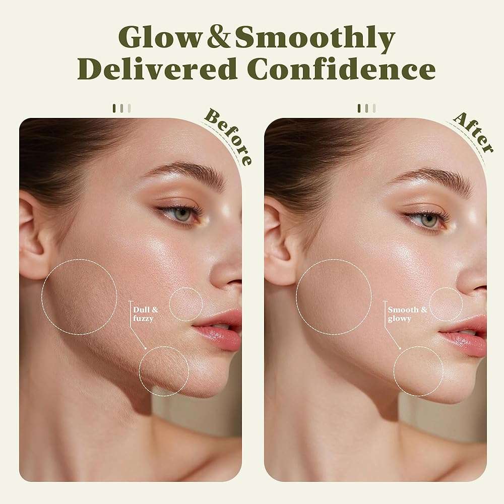 BNU Dermaplaning Tool for Face, Sonic Dermaplane Razor for Women Face LED Light Facial Exfoliation & Peach Fuzz Hair Removal, 3 Speeds Rechargeable Sonic Edge Technology 10 Refill Blades Green - Image 2