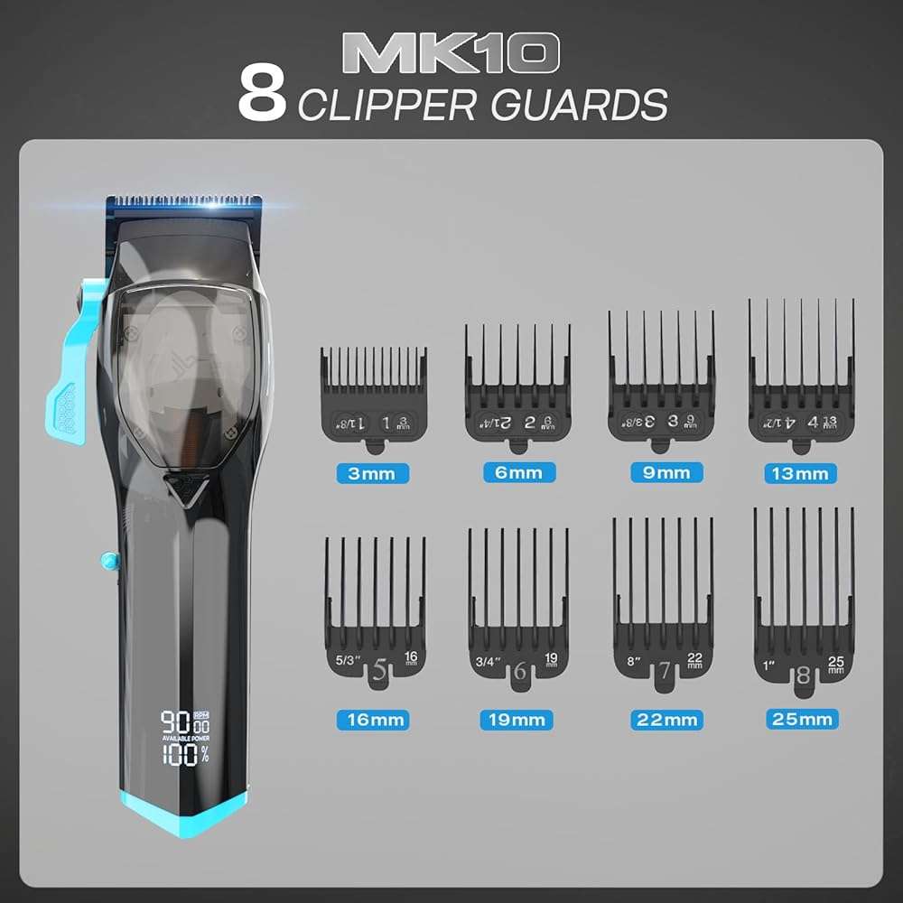 HUMMINGBIRD MK10 Pro Series Cordless Hair Clippers – 9,000 RPM Brushless Motor, DLC Blade, USB-C Rechargeable, Super Torque, Professional Barber Clippers, Haircut Kit, Includes Barber Cape & Comb - Image 5