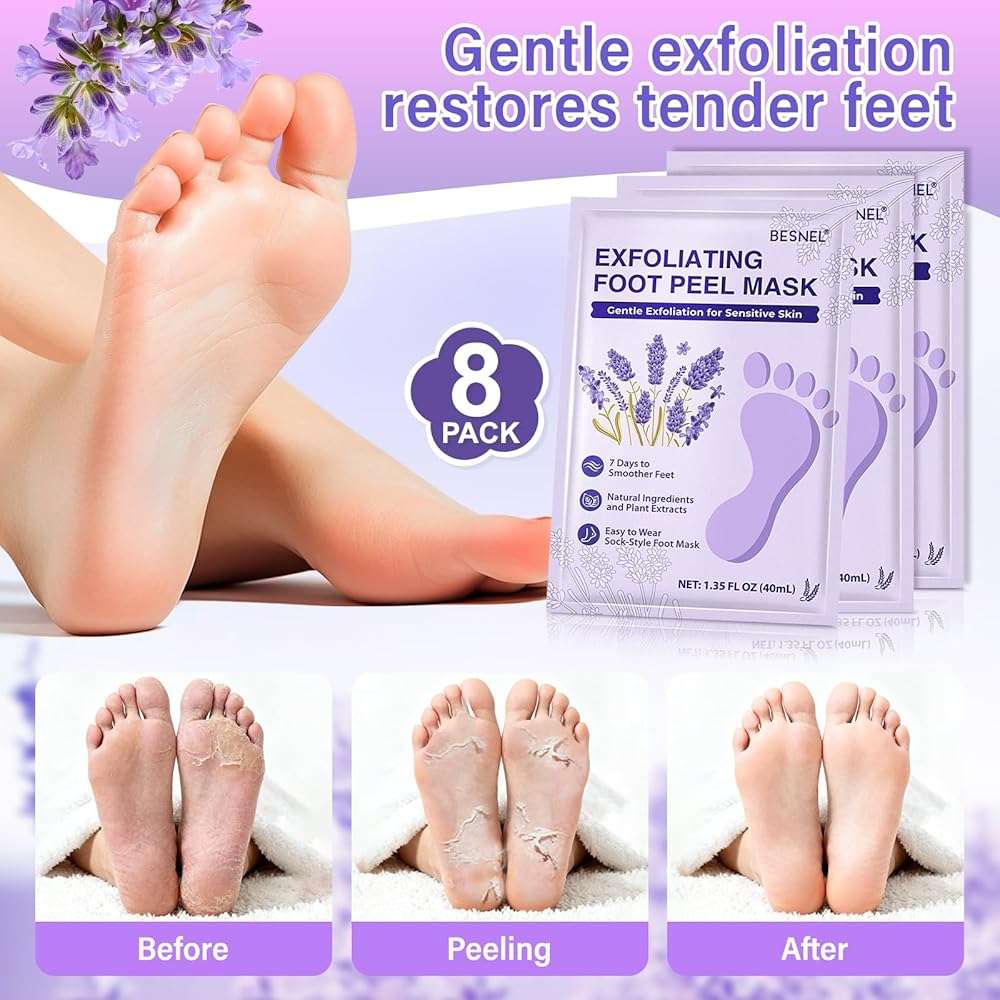 BESNEL 20Pack Moisturizing＆Foot Peeling Foot Mask, Teacher Appreciation Gifts, Hydrating Foot Masks Dry Cracked Feet,Soothing Moisturizer Socks Repair Rough Heels＆Baby Soft Feet(20p) - Image 2
