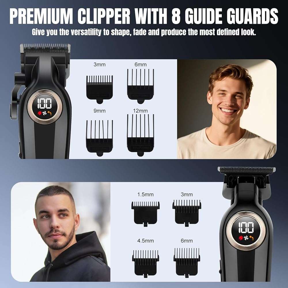 Hair Clippers for Men Professional, Cordless Barber Clippers and Trimmers Set, Electric Clippers for Hair Cutting Kit with LED Display, Gift for Men - Image 3