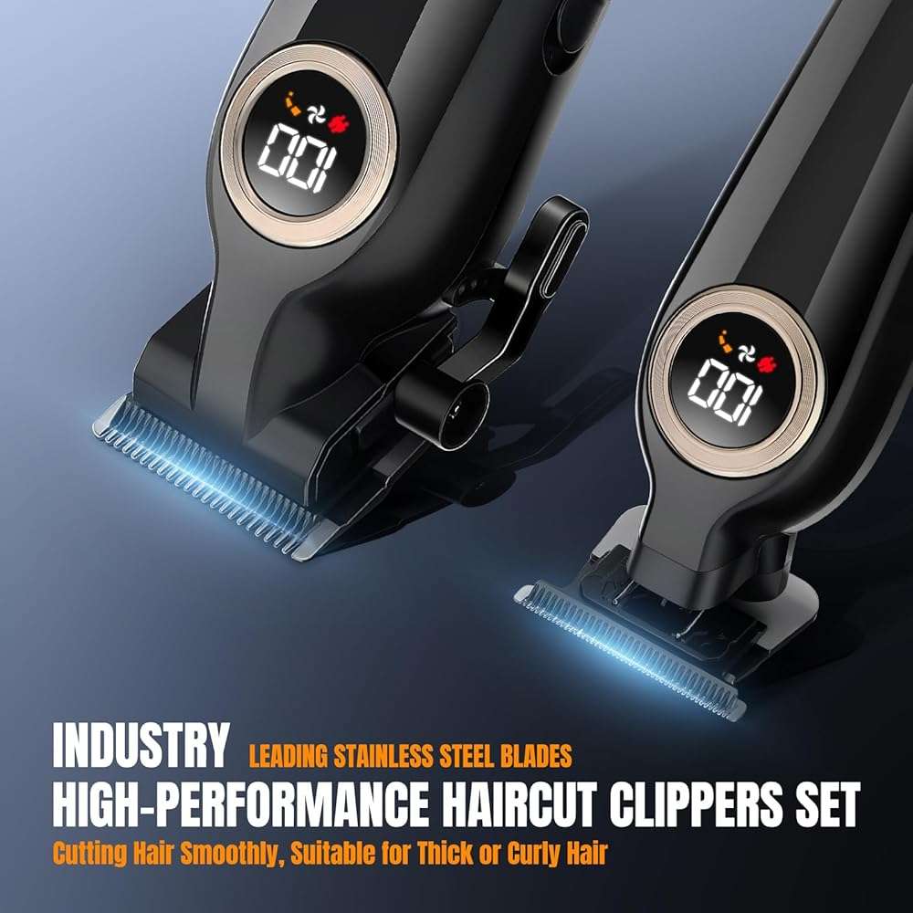 Hair Clippers for Men Professional, Cordless Barber Clippers and Trimmers Set, Electric Clippers for Hair Cutting Kit with LED Display, Gift for Men - Image 4