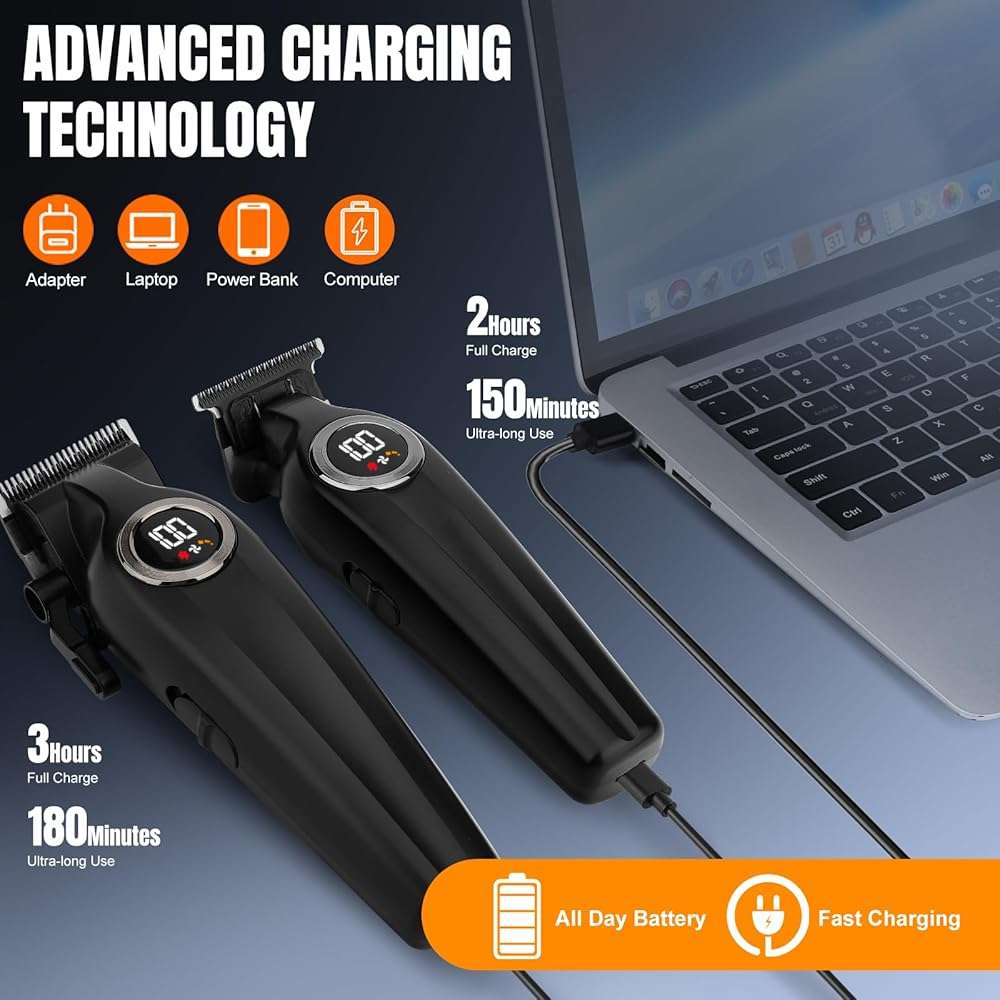 Hair Clippers for Men Professional, Cordless Barber Clippers and Trimmers Set, Electric Clippers for Hair Cutting Kit with LED Display, Gift for Men - Image 5