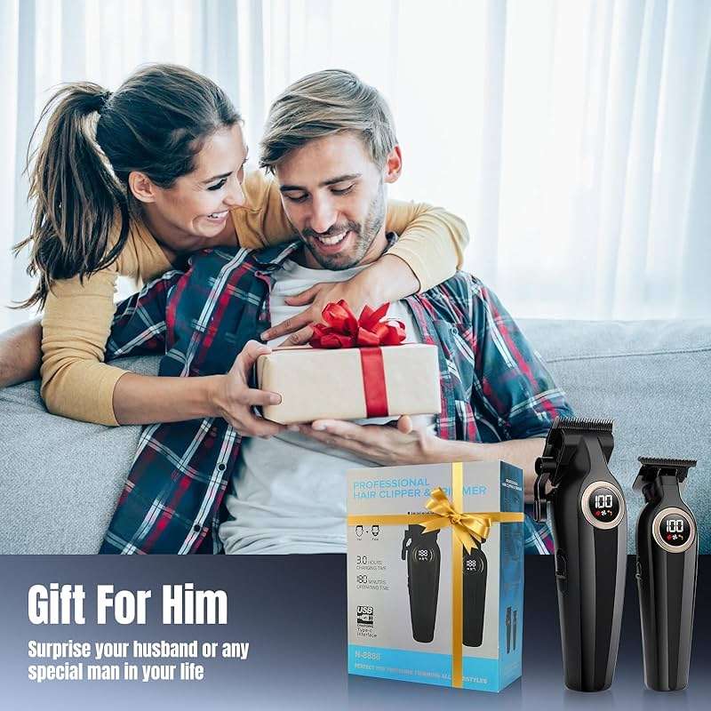 Hair Clippers for Men Professional, Cordless Barber Clippers and Trimmers Set, Electric Clippers for Hair Cutting Kit with LED Display, Gift for Men - Image 7