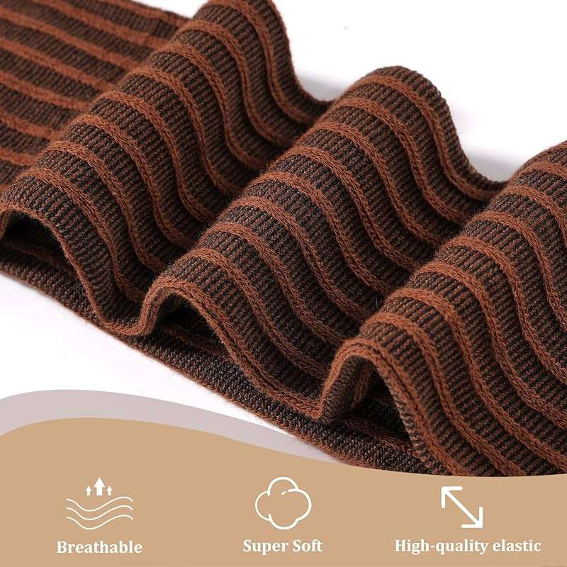 Moon Wood Women Thigh High Socks Vertical Stripes Cotton Extra Long Over the Knee Socks Thick leg warmers Boot Socks - Image 3
