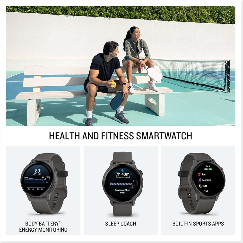 Garmin vívoactive® 6, Health and Fitness GPS Smartwatch, AMOLED Display, Up to 11 Days of Battery, Pebble Gray with Slate Band - Image 2