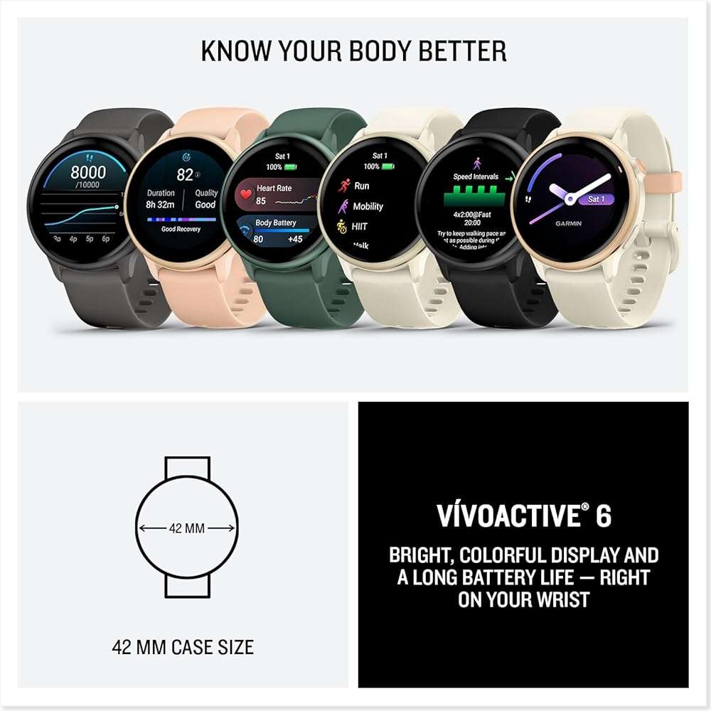Garmin vívoactive® 6, Health and Fitness GPS Smartwatch, AMOLED Display, Up to 11 Days of Battery, Pebble Gray with Slate Band - Image 7