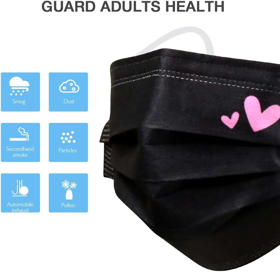 100 Pcs Disposable Face Masks - 3-Layer Breathable Safety Masks,Disposable Masks for Adults Men Women,Holiday Colorful Mask - Image 3