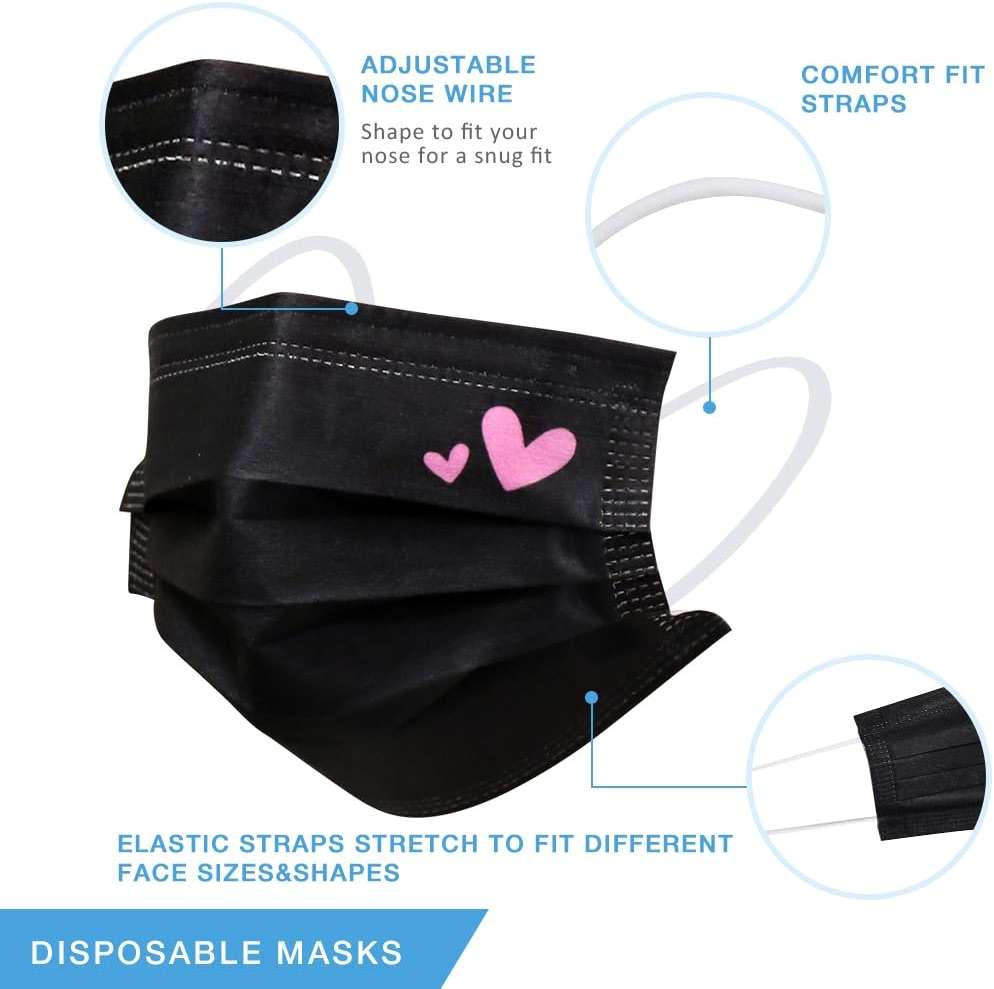 100 Pcs Disposable Face Masks - 3-Layer Breathable Safety Masks,Disposable Masks for Adults Men Women,Holiday Colorful Mask - Image 4