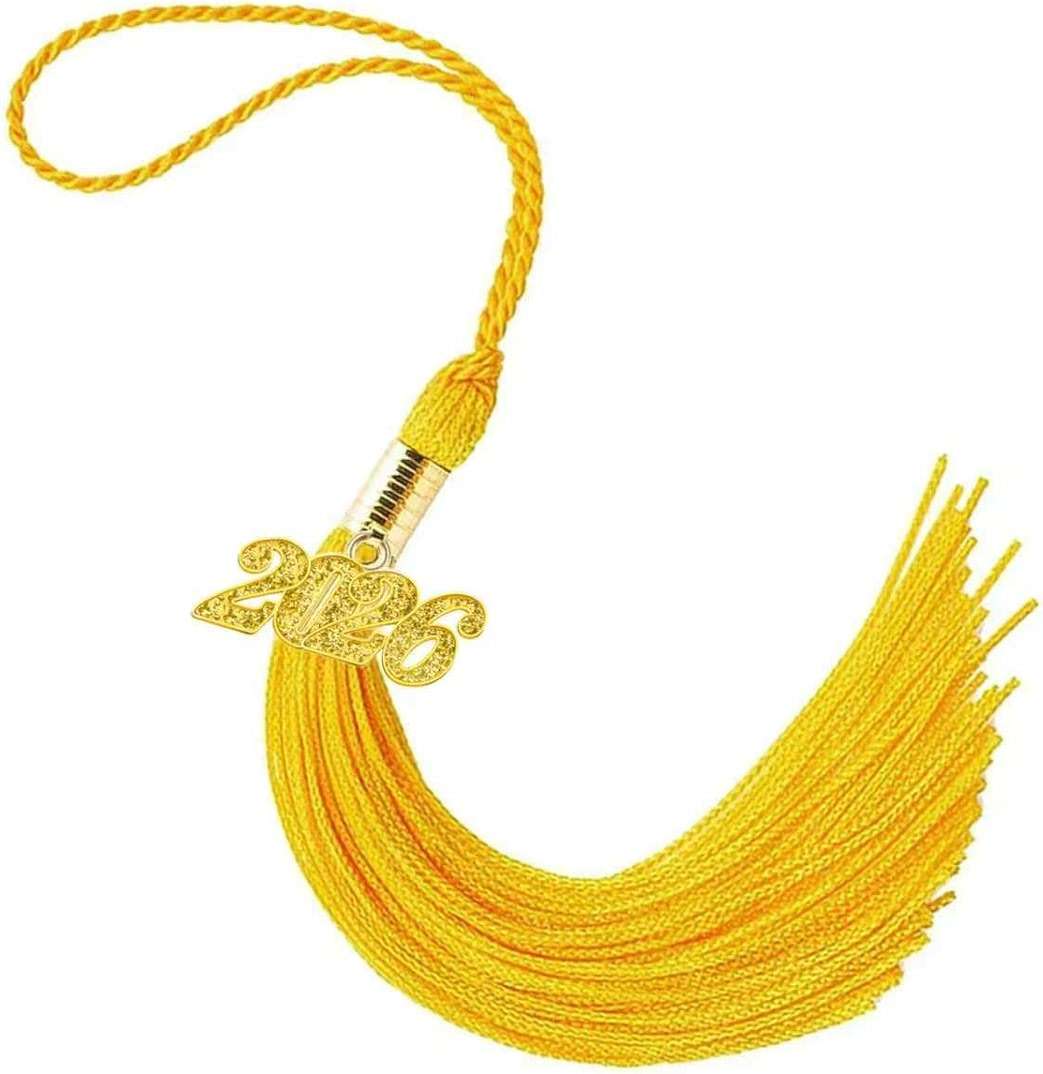 2026 Tassel Graduation Gold 9", Elegant Gold 2026 Graduation Tassel with Year Charm Date Drop for Graduations Cap - Image 1