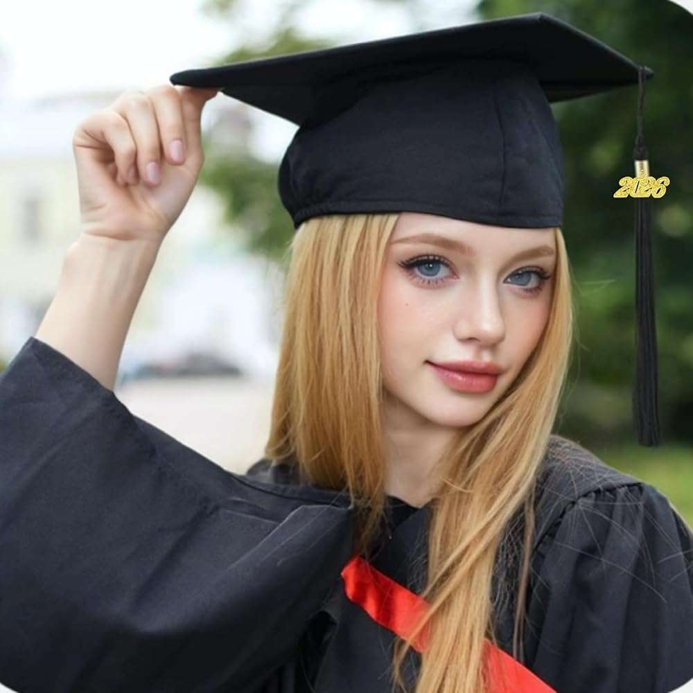 2026 Tassel Graduation Black 9", Elegant Black 2026 Graduation Tassel with Year Charm Gold Date Drop for Graduations Cap - Image 2