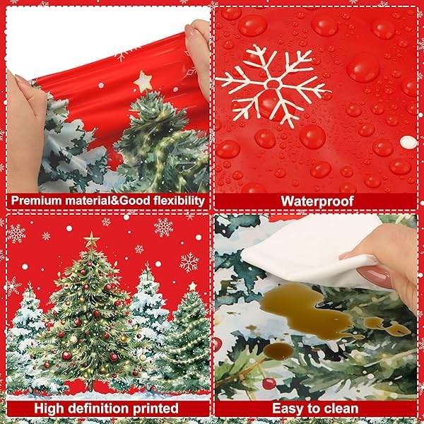 2 Pack Christmas Plastic Tablecloths 54 X 108inch Xmas Tree Snowflakes Disposable Table Cover Red Rectangle Tablecloth Decorations for Home Christmas Holiday Party Supplies - Image 4