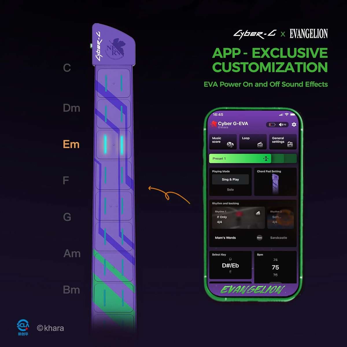 Enya CYBER-G Smart Guitar,Official Evangelion Collaboration, Stringless Guitar with APP Learning,Built-in Effects & Bluetooth,Portable Guitars for All Skill Levels,Gift Box Set - Image 6