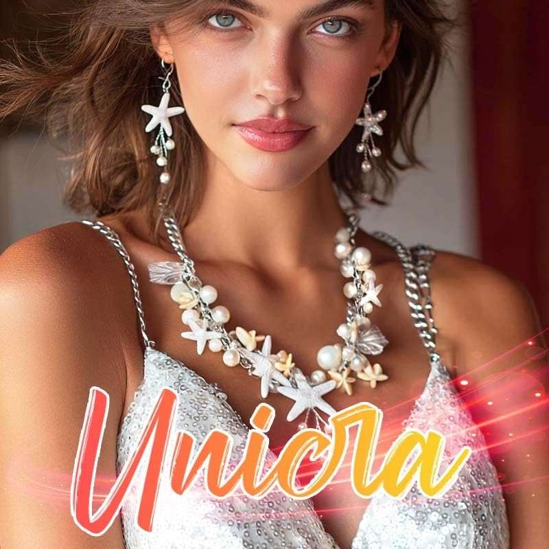 Unicra Silver Starfish Jewelry Set Pearl Mermaid Ocean Necklace Earrings Sets Beach Wedding Jewelry Sets for Women and Brides - Image 3