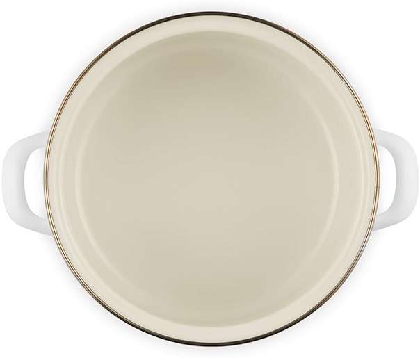 Le Creuset Enamel on Steel Traditional Petite Stockpot, 3.8 qt., White with Gold Accents - Image 4