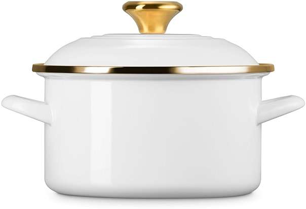 Le Creuset Enamel on Steel Traditional Petite Stockpot, 3.8 qt., White with Gold Accents - Image 5