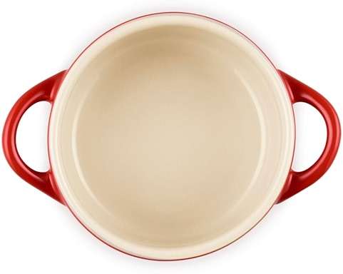 Le Creuset Stoneware Holly Collection Mini Round Cocotte, 8 oz., Cerise with Gold Applique - Image 4