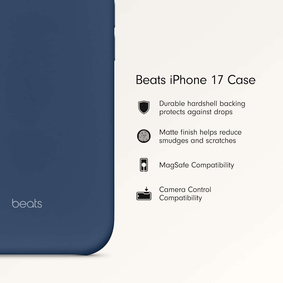 Beats iPhone 17 Case with MagSafe & Camera Control, Matte Finish, Microfiber Lining – Bedrock Blue - Image 2