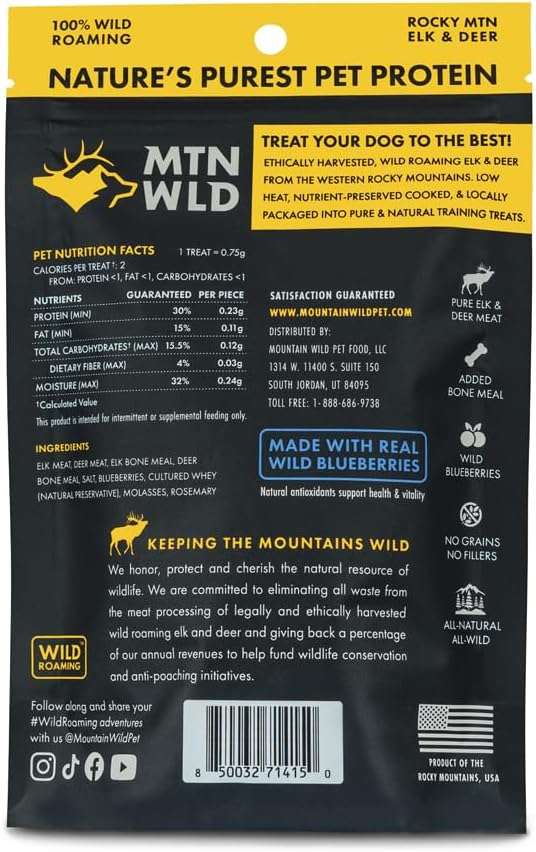 High Country Wild Blueberry Elk & Venison Training Dog Treats - Natural Grain-Free Puppy & Dog Snacks - Protein for Training & Reward - No Fillers, No Artificial Preservatives, 4oz 1 Pack - Image 2