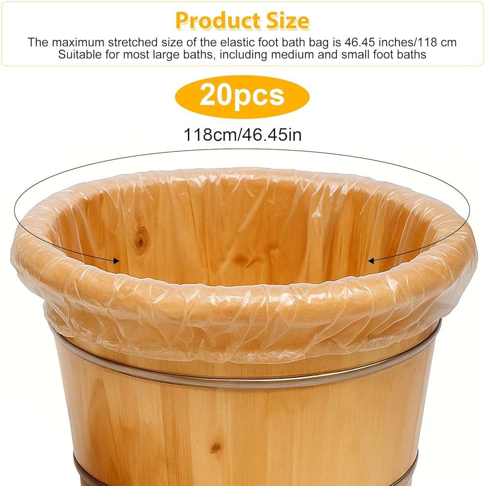 20 Pcs Transparent Disposable Pedicure Liners, Unbreakable Foot Pads for Foot Spa and Pedicure, One Size Fits Most with Elastic Band for Hotel, Home Use, Cleanliness and Hygiene in Pedicure Treatments - Image 2