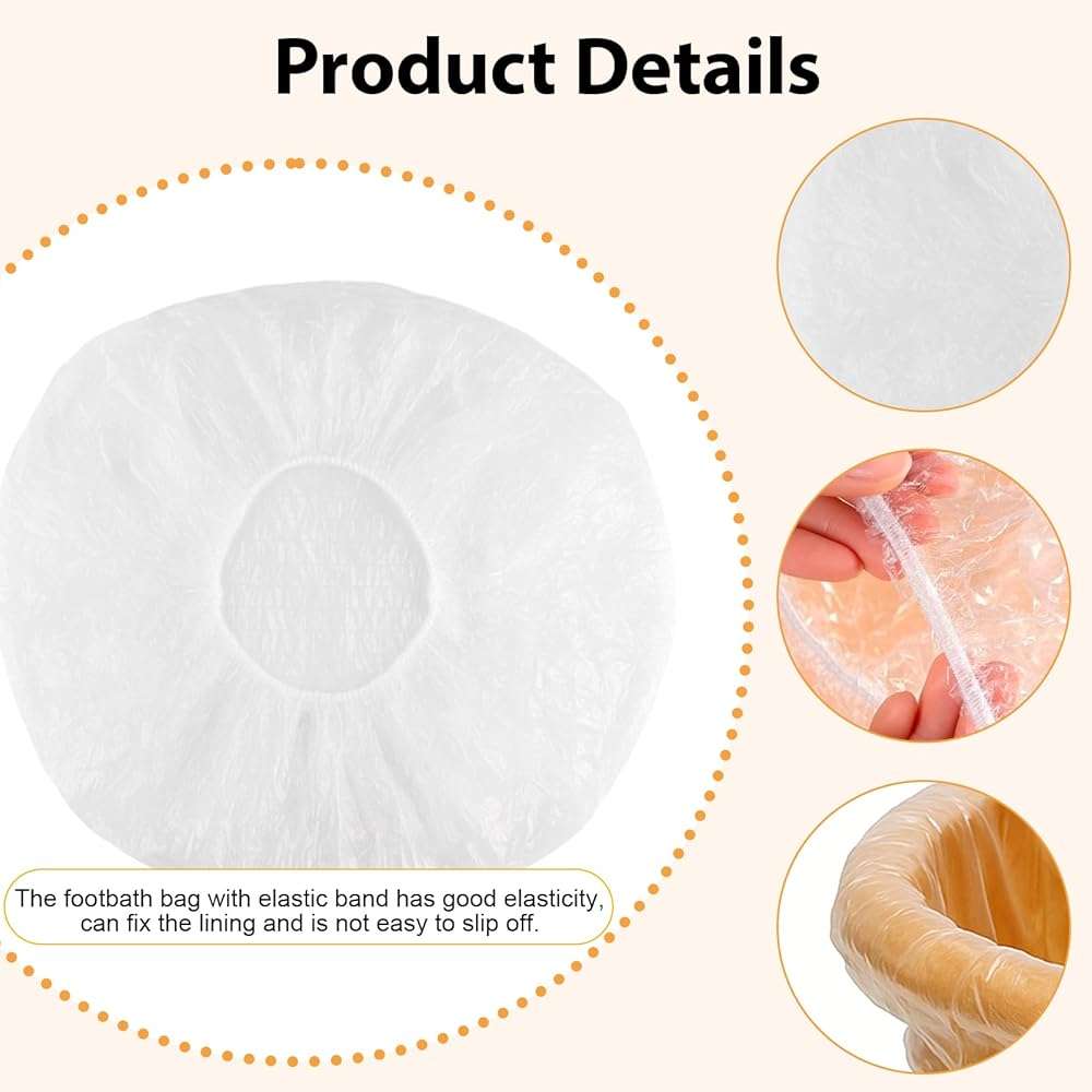 20 Pcs Transparent Disposable Pedicure Liners, Unbreakable Foot Pads for Foot Spa and Pedicure, One Size Fits Most with Elastic Band for Hotel, Home Use, Cleanliness and Hygiene in Pedicure Treatments - Image 4