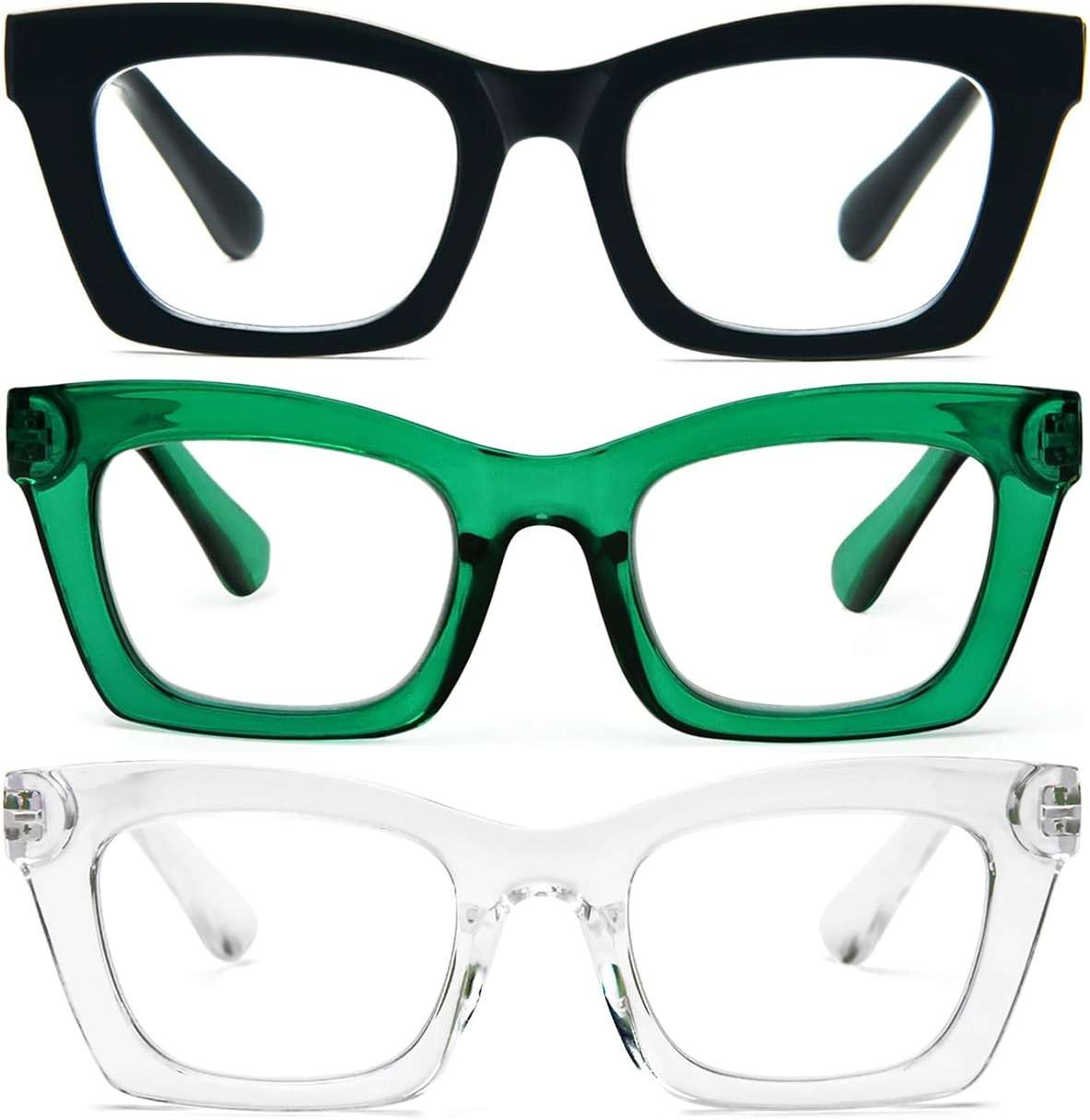 Hubeye Square Reading Glasses for Women Men Blue Light Blocking Computer Fashion Style Readers with Spring Hinge - Image 1