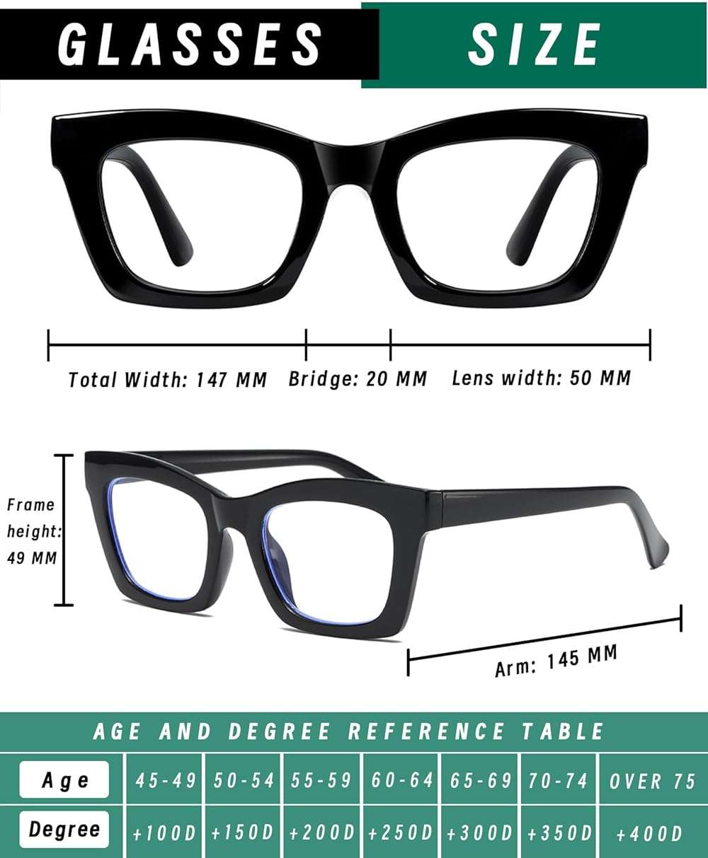 Hubeye Square Reading Glasses for Women Men Blue Light Blocking Computer Fashion Style Readers with Spring Hinge - Image 3