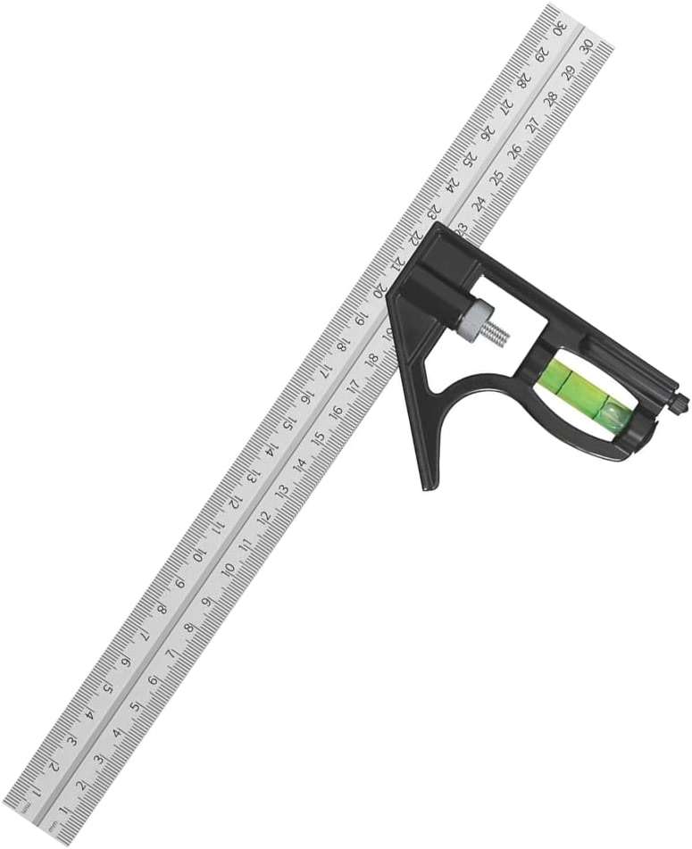 Ryqoru 12-Inch Combination Square, Metric & Imperial, Etched 1/16 in & 1 mm Graduations, 410 Stainless Steel Rule, Powder-Coated Aluminum Head, 90°/45° Marking, Built-in Level for Woodworking - Image 2