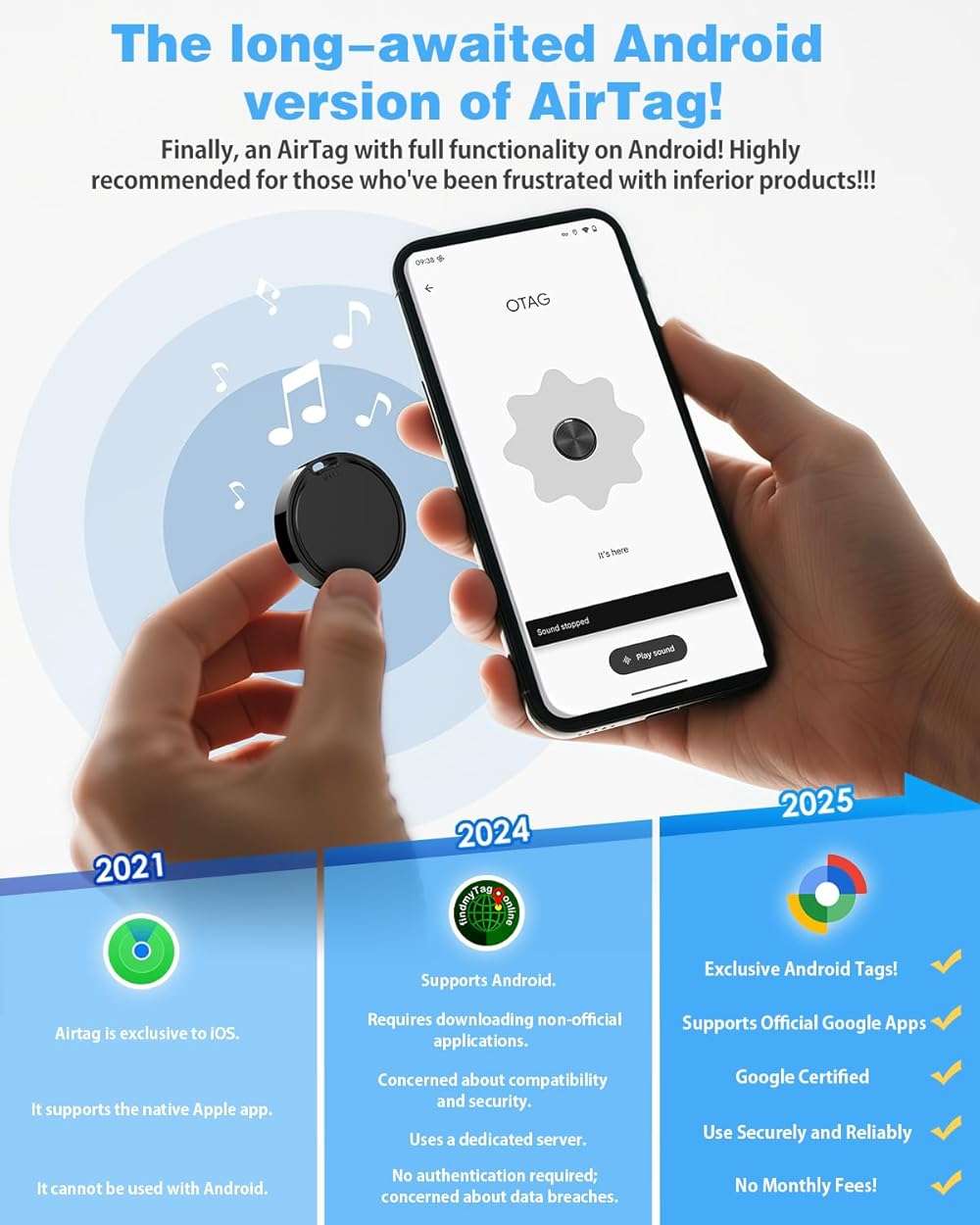 Air Tags for Android,Air Tags-4 Pack Android,Air Tracker Tags with 4 Case,2 Year Battery Life,Google Find Trackers for Google'S Find Hub App,IP65 Waterproof Luggage Air Tracker Tag for Keys - Image 2