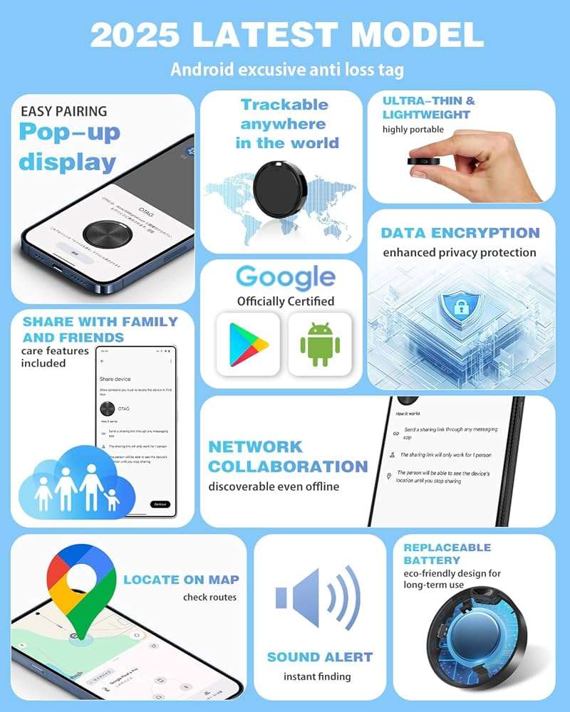 Air Tags for Android,Air Tags-4 Pack Android,Air Tracker Tags with 4 Case,2 Year Battery Life,Google Find Trackers for Google'S Find Hub App,IP65 Waterproof Luggage Air Tracker Tag for Keys - Image 3