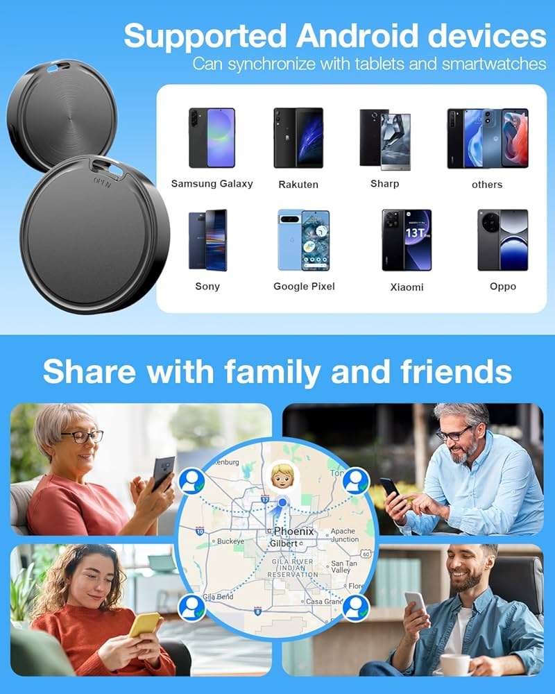 Air Tags for Android,Air Tags-4 Pack Android,Air Tracker Tags with 4 Case,2 Year Battery Life,Google Find Trackers for Google'S Find Hub App,IP65 Waterproof Luggage Air Tracker Tag for Keys - Image 6