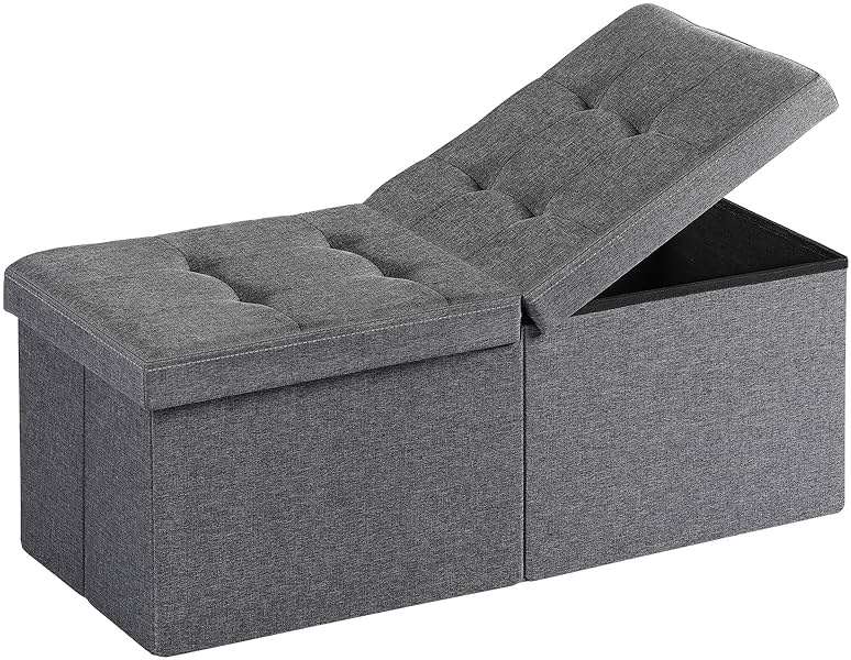 Snuvid 35-INCH Storage Ottoman Bench, Footrest with Storage, End of Bed Bench Coffee Table for Living Room, Bedroom, Entryway, Dark Gray - Image 1