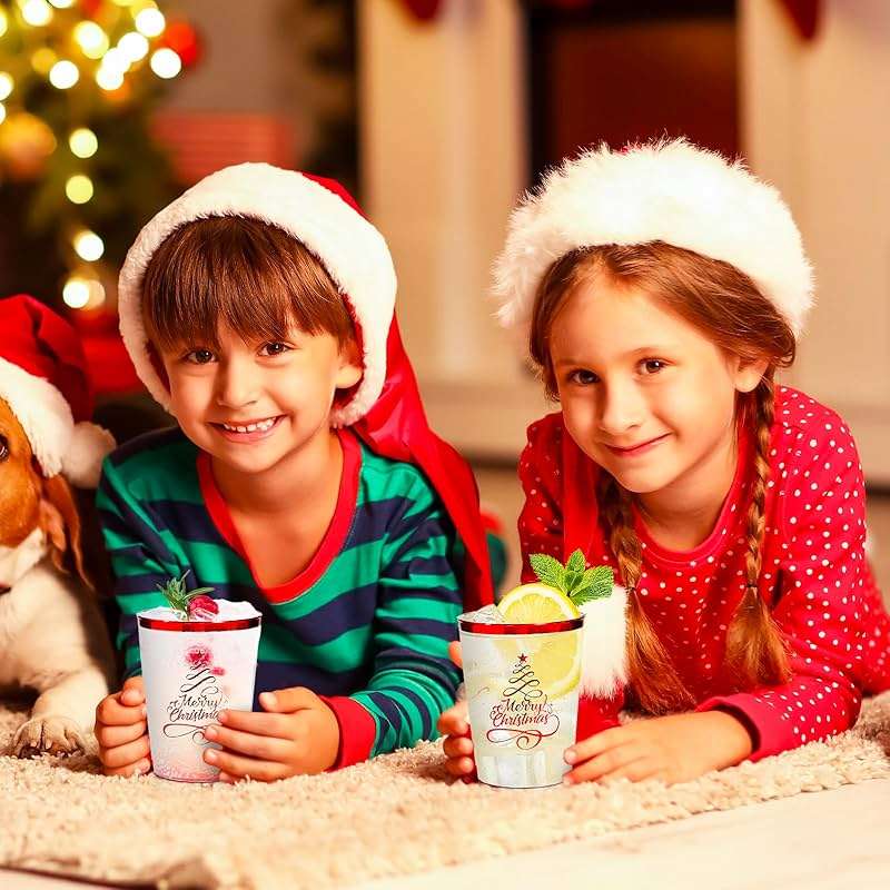 FYSUIMU 50Pcs Christmas Plastic Cups 10 Oz Xmas Tree Party Drinking Cup Disposable Clear Wine Glasses for Holiday Party Supplies - Image 6