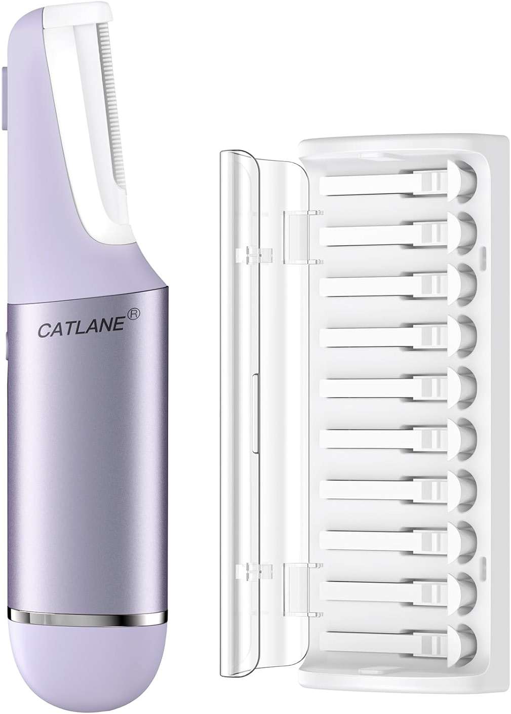 Dermaplane Razor for Women Face, Dermaplaning Tool for Face, Sonic Exfoliation & Peach Fuzz-Hair Removal System with 10 Dermaplaning Blades, Twilight Purple - Image 1
