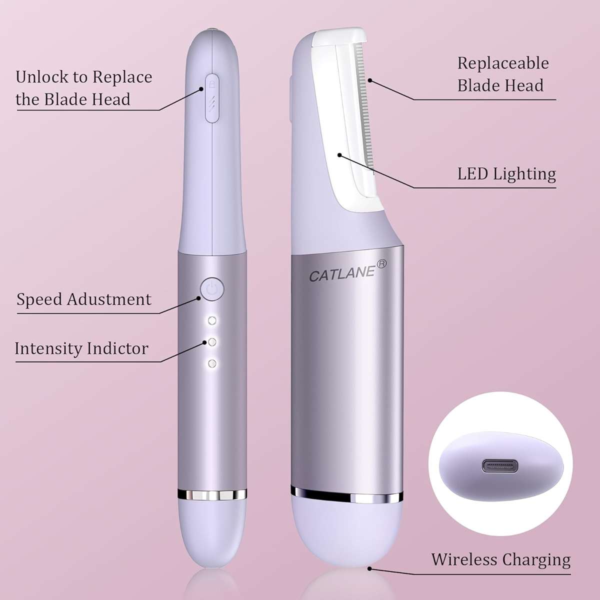 Dermaplane Razor for Women Face, Dermaplaning Tool for Face, Sonic Exfoliation & Peach Fuzz-Hair Removal System with 10 Dermaplaning Blades, Twilight Purple - Image 6