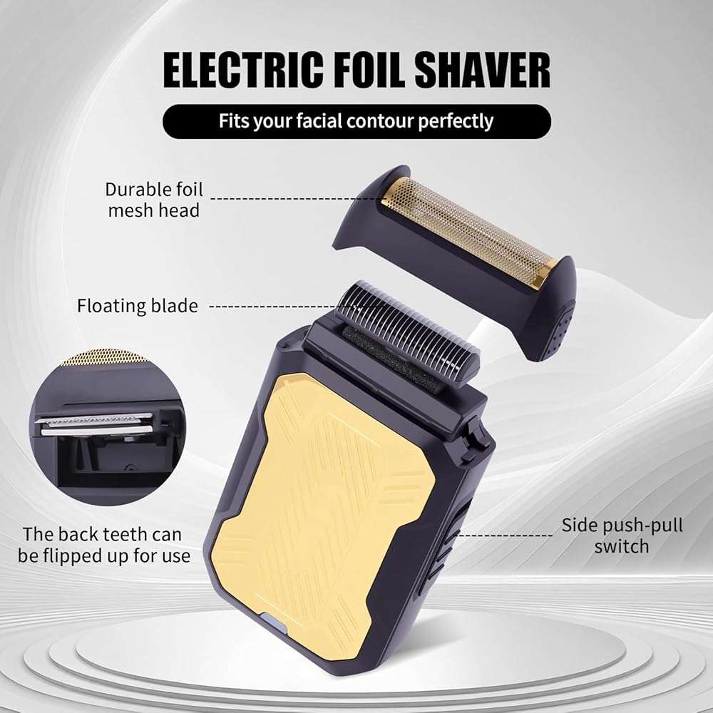 Professional Hair Clipper Set, Men's Hair Clipper, T-Shaped sideburn Trimmer, Electric Shaver,Nose Hair Trimmer,Beauty Salon kit for Hair Cutting and Shaving. (Gold) - Image 4