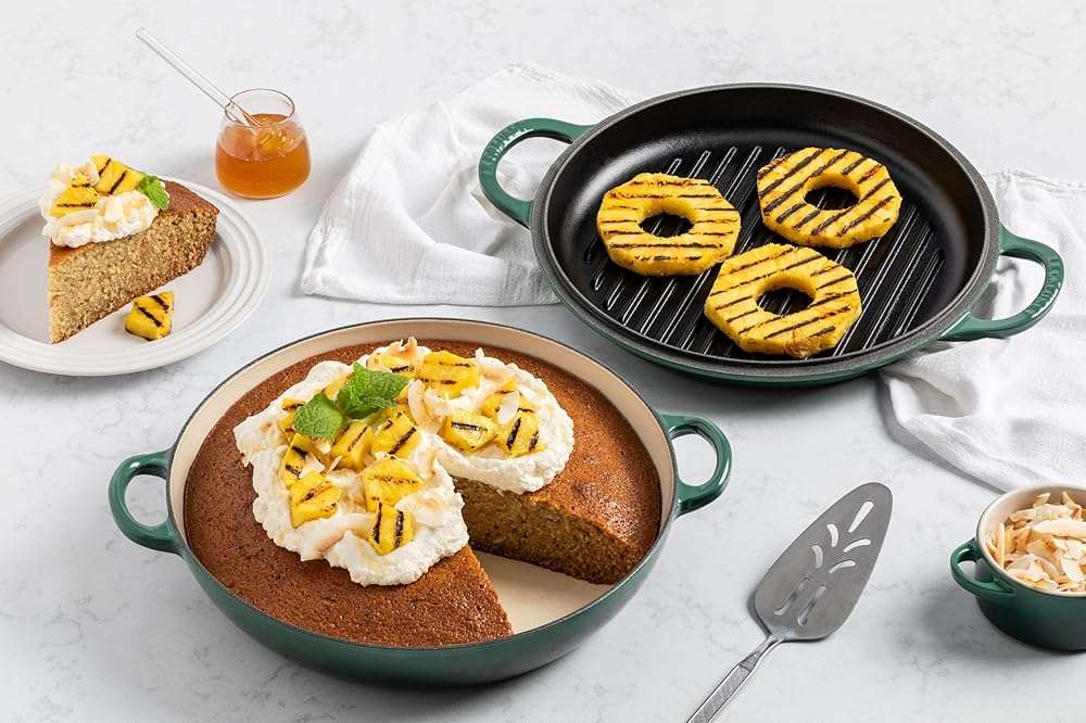 Le Creuset Enameled Cast Iron Multifunction Braiser with Grill Pan Lid, 3.5 qt., Artichaut - Image 2
