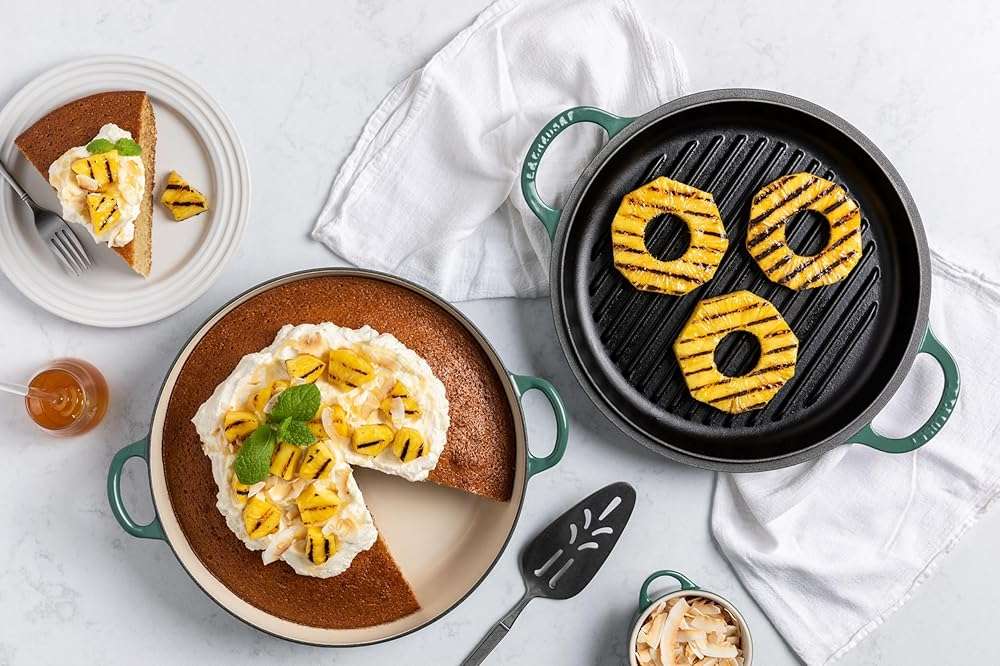 Le Creuset Enameled Cast Iron Multifunction Braiser with Grill Pan Lid, 3.5 qt., Artichaut - Image 4