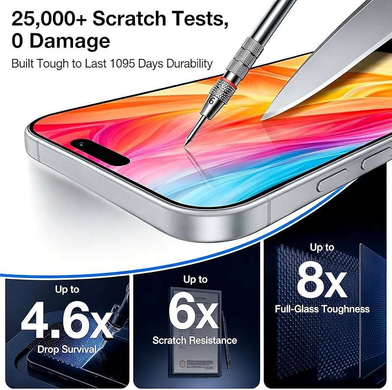 JZG 2 Pack Screen Protector for iPhone 17 [6.3 Inch], Tempered Glass with Auto-Alignment Dust-Free Install Tray, 9H Hardness, Case Friendly, HD Clear Anti-Scratch Film - Easy 1-Pull Installation - Image 3