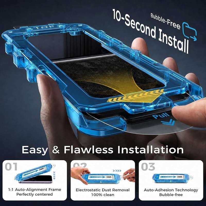 JZG 2 Pack Screen Protector for iPhone 17 [6.3 Inch], Tempered Glass with Auto-Alignment Dust-Free Install Tray, 9H Hardness, Case Friendly, HD Clear Anti-Scratch Film - Easy 1-Pull Installation - Image 4