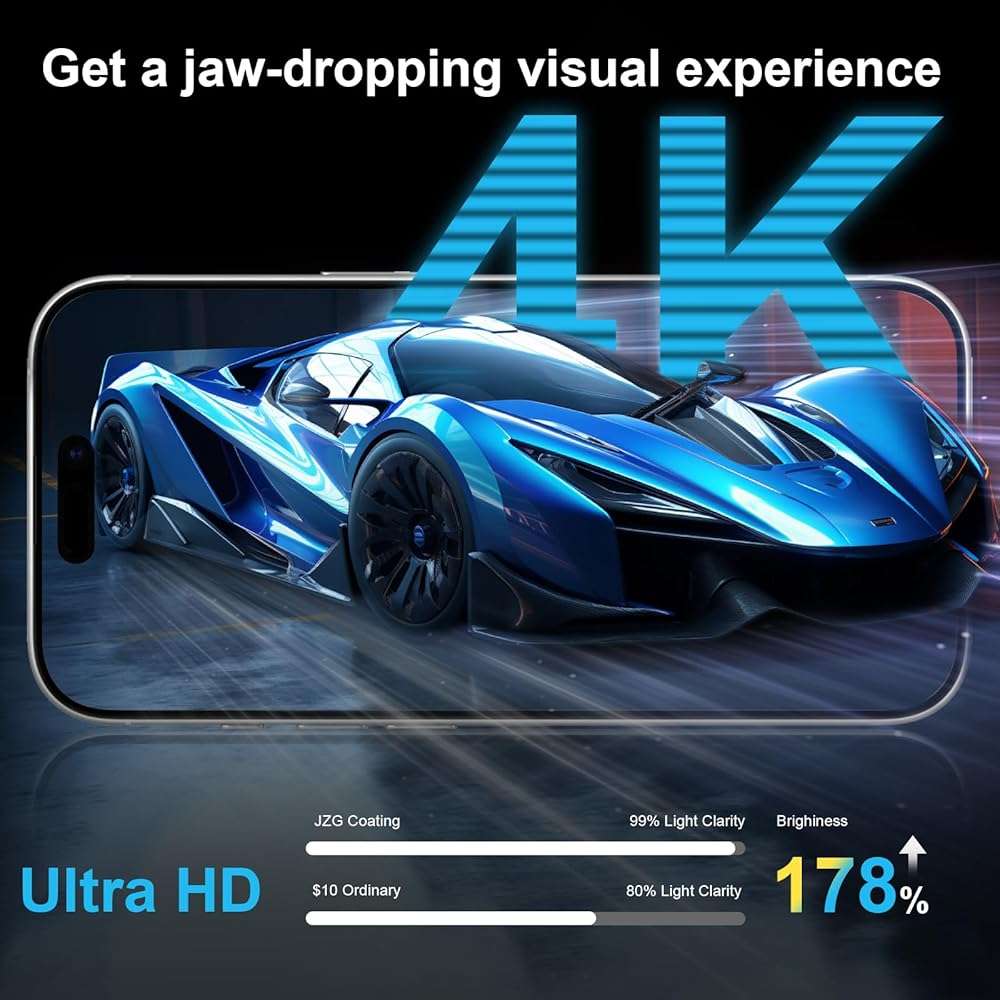 JZG 2 Pack Screen Protector for iPhone 17 [6.3 Inch], Tempered Glass with Auto-Alignment Dust-Free Install Tray, 9H Hardness, Case Friendly, HD Clear Anti-Scratch Film - Easy 1-Pull Installation - Image 8