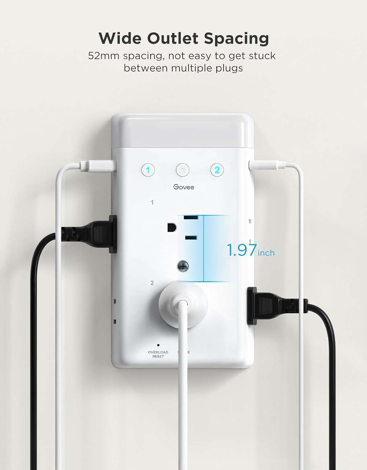 Govee Smart Plug Outlet Extender, 3-Sided Smart Power Strips with 2 Smart Outlets & 2 USB Ports with RGB Night Light, APP & Voice Control, Surge & Overload Protection for Home Office - Image 9