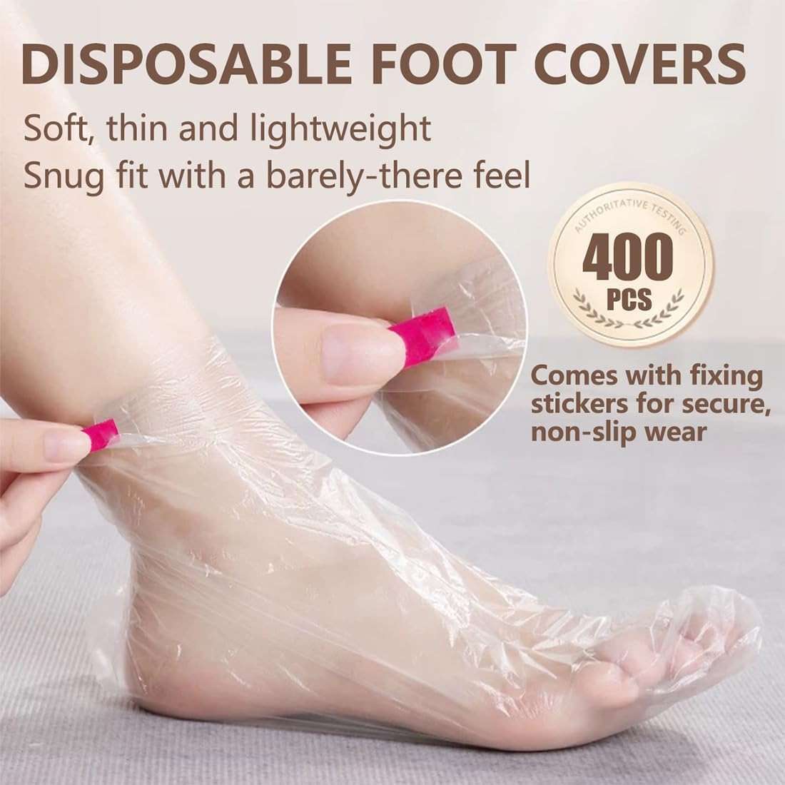 400 Pcs Disposable Moisturizing Foot Covers, Ribbed Anti-Slip Design with Stickers for Secure Fit, Plastic Foot Bags for Moisturizing, Hydration, Home Use, Spa, Pedicure, Trial Shoe, Paraffin Wax Bags - Image 2