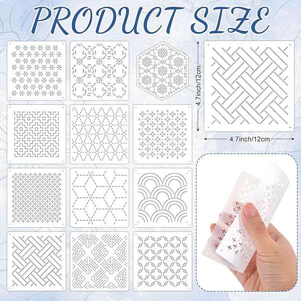 37 Pcs Sashiko Thread Kit Sashiko Needles Cotton Thimble Sashiko Patterns Embroidery Projects for Sewing Hand Quilting Mending Supplies - Image 3