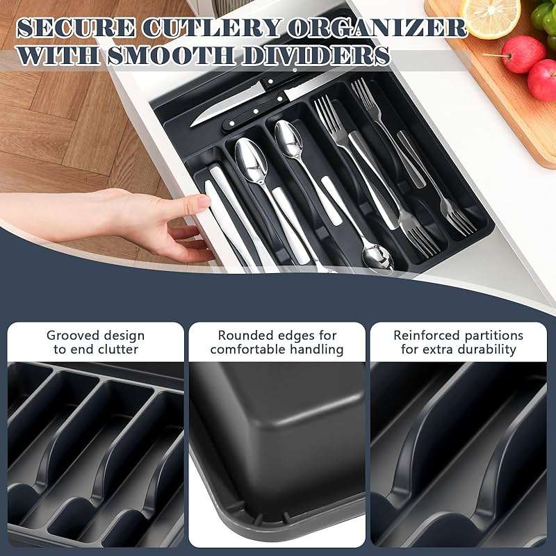 BEWOS 49-Piece Silverware Set with Organizer - Stainless Steel Silverware Set for 8 with Steak Knives and Drawer Organizer, Mirror Polished Flatware Set for Home and Restaurant, Dishwasher Safe - Image 3