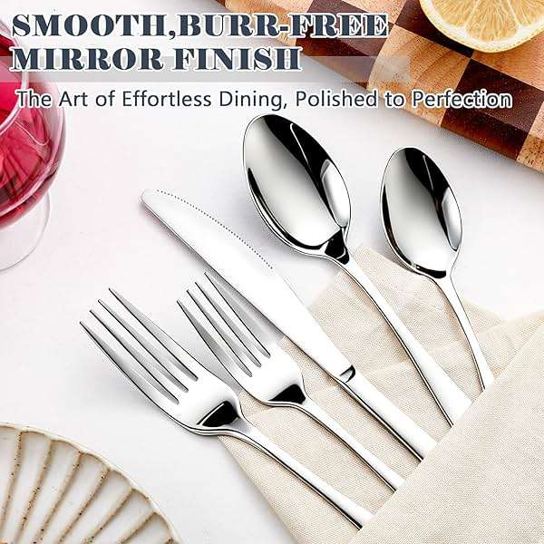 BEWOS 49-Piece Silverware Set with Organizer - Stainless Steel Silverware Set for 8 with Steak Knives and Drawer Organizer, Mirror Polished Flatware Set for Home and Restaurant, Dishwasher Safe - Image 5